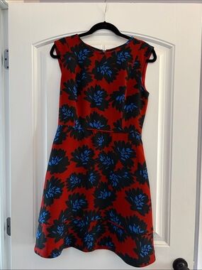 J. Crew Red Fireworks Midi Dress